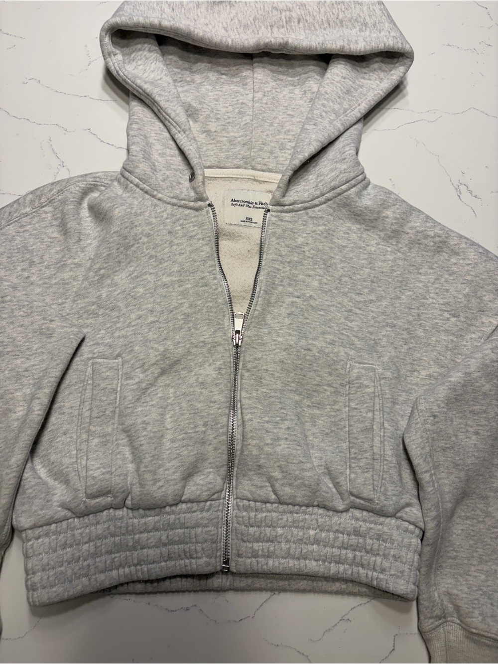 Abercrombie & Fitch Kids Heather Gray Cropped Zip Hoodie